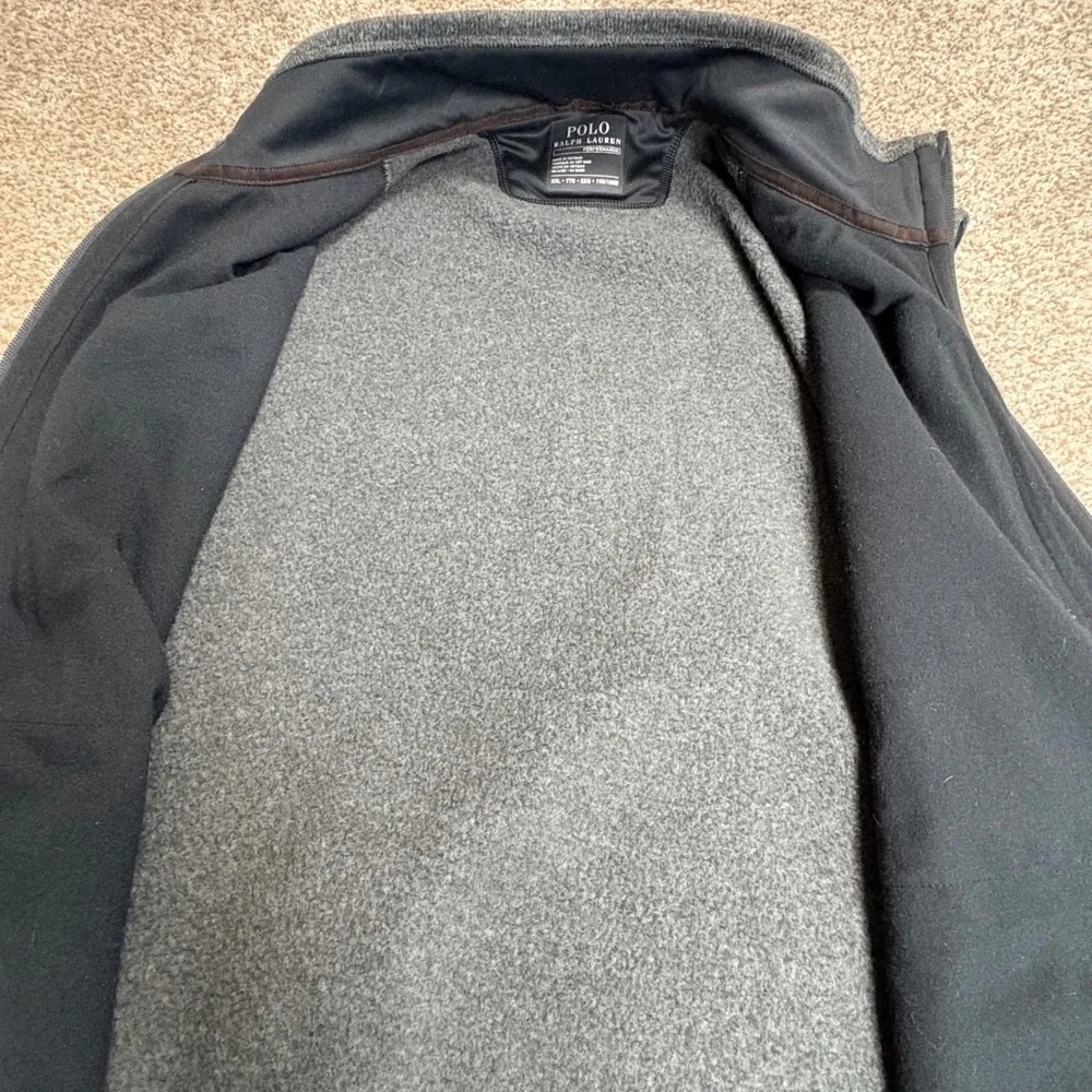 Polo Ralph Lauren‎ Vest XXL Men Performance Fleece Zip Up Gray Black Pony Preppy